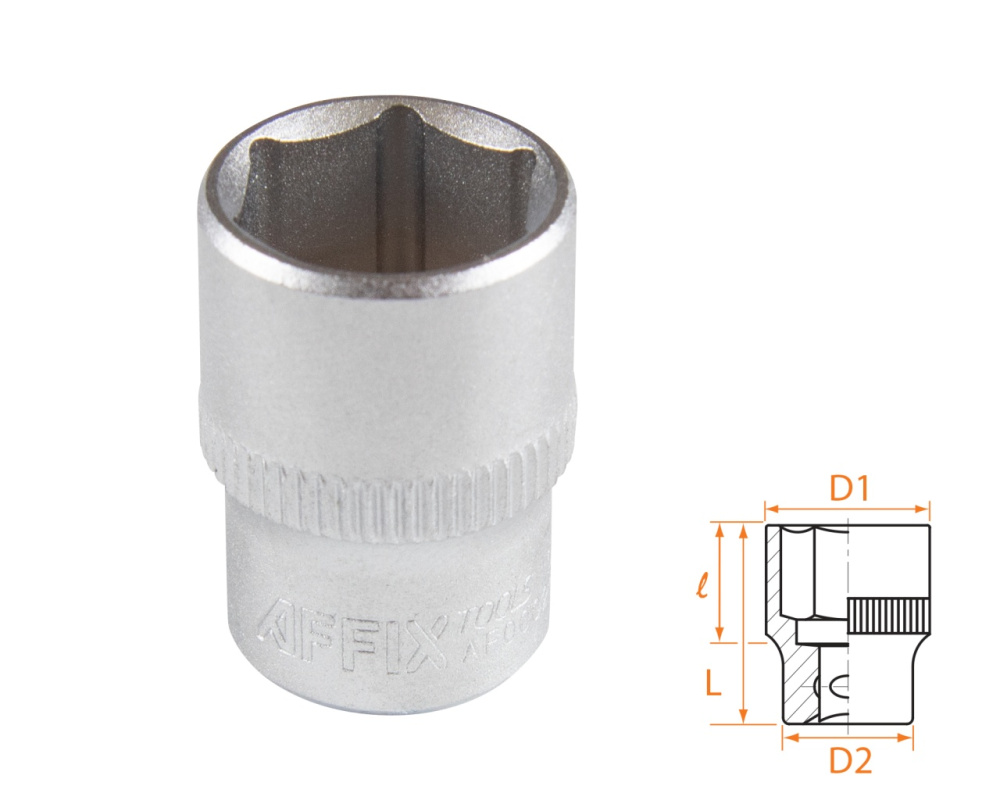 AFFIX Головка торцевая стандартная шестигранная 1/4", 13 мм