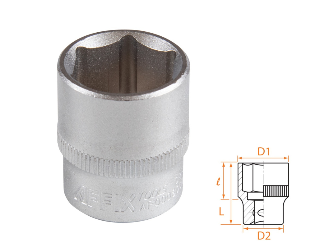 AFFIX Головка торцевая стандартная шестигранная 3/8", 19 мм