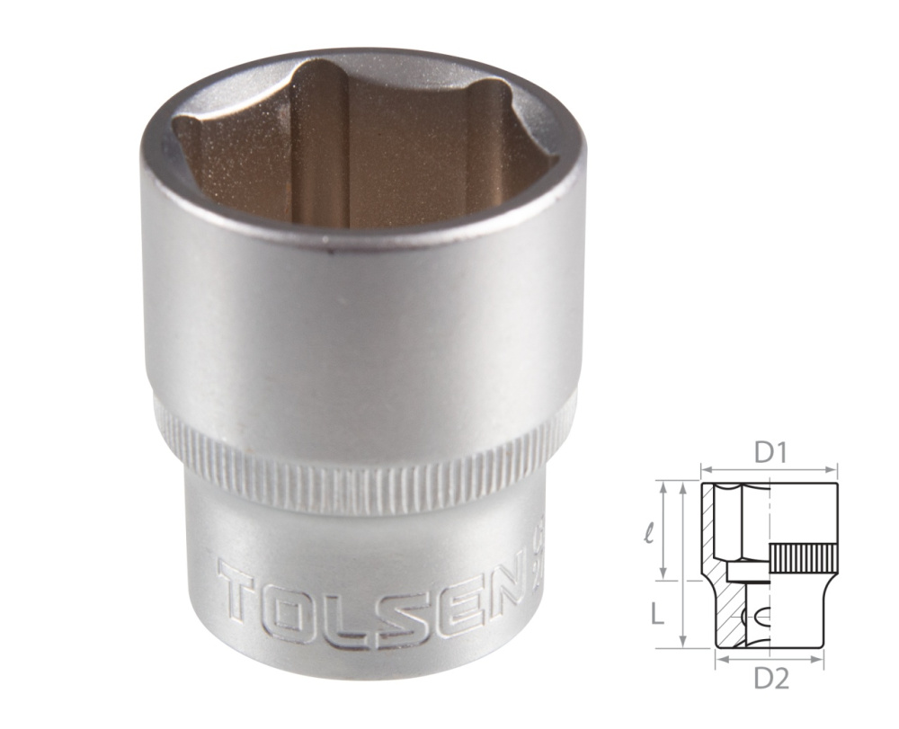 TOLSEN Головка торцевая стандартная шестигранная 1/2", 32 мм