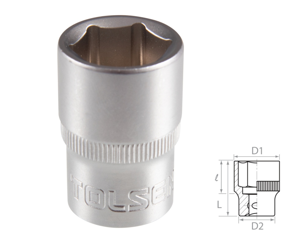 TOLSEN Головка торцевая стандартная шестигранная 1/2", 21 мм