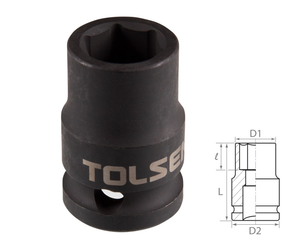 TOLSEN Головка торцевая ударная шестигранная 1/2", 12 мм