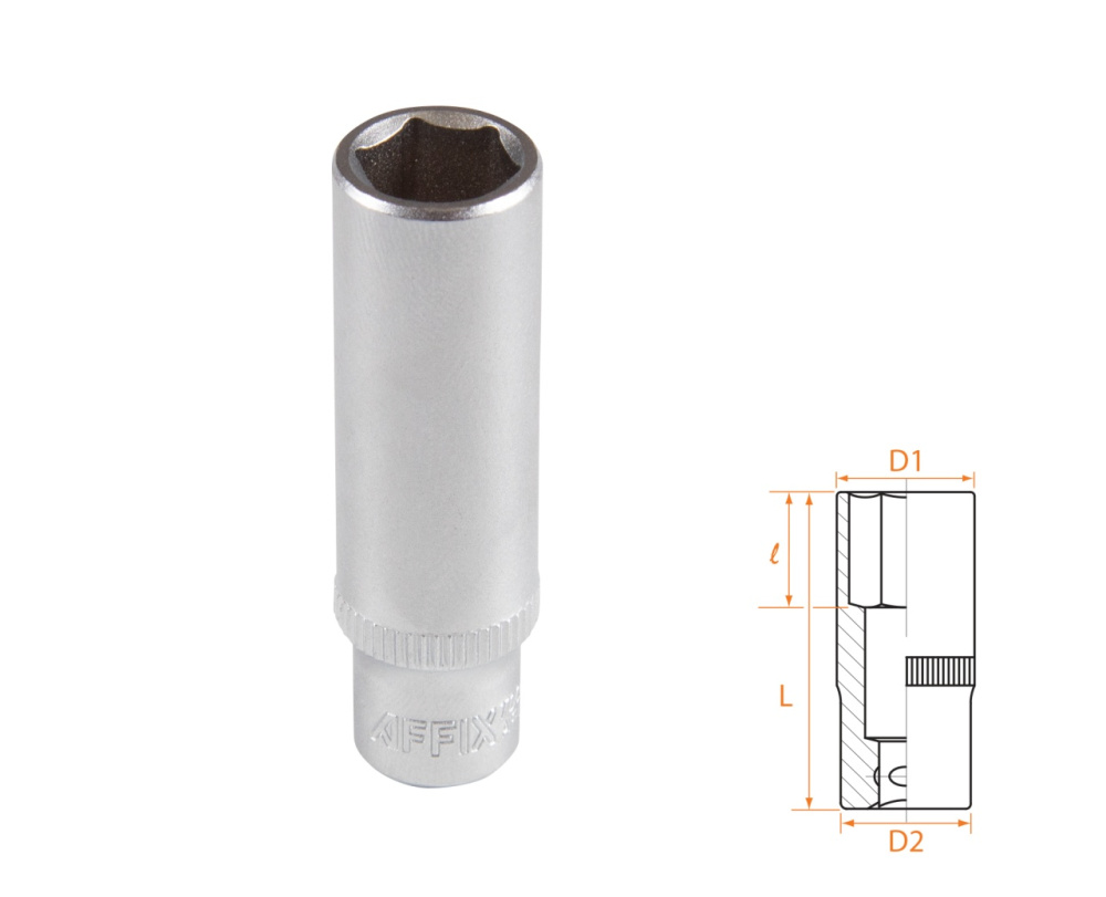 AFFIX Головка торцевая глубокая шестигранная 1/4", 10 мм