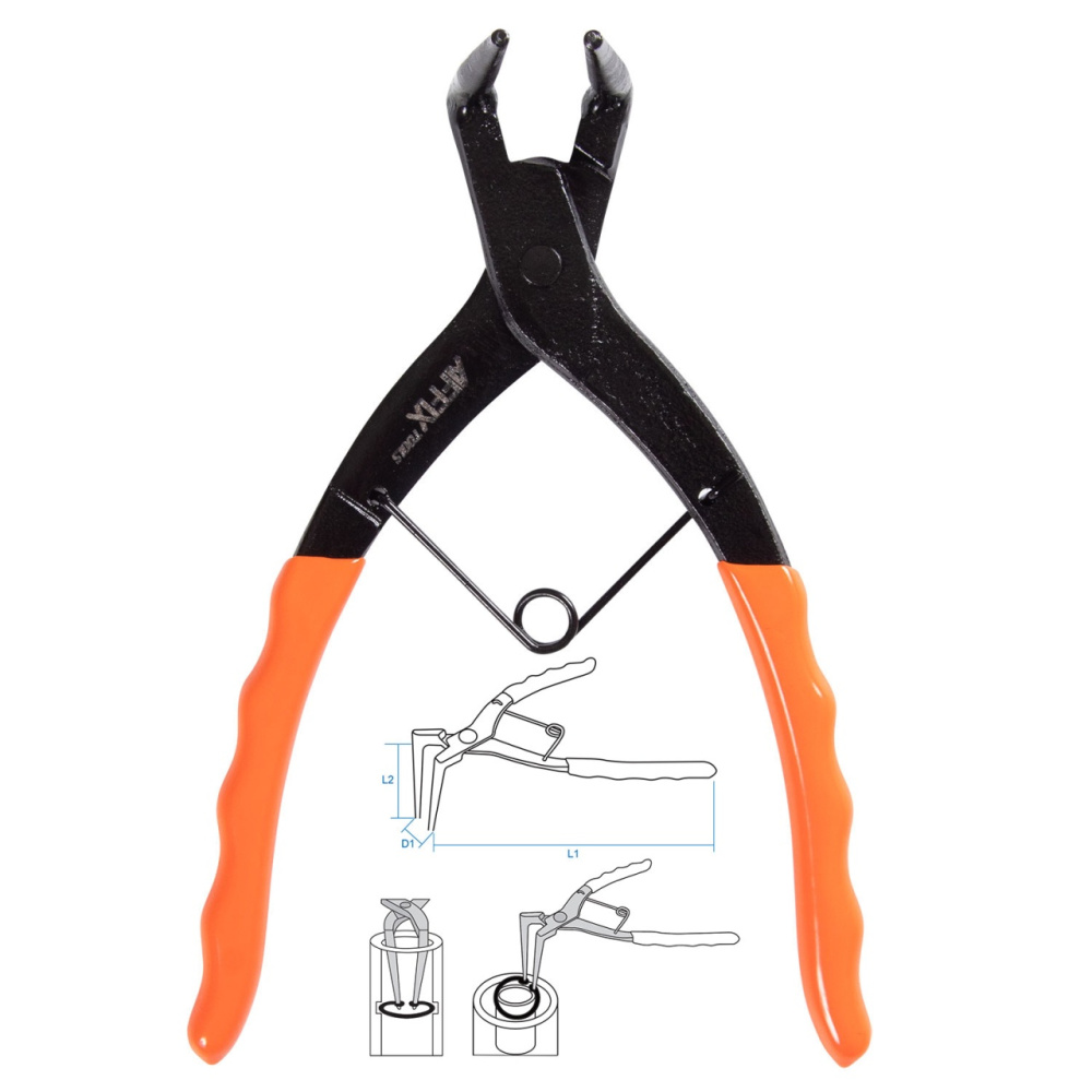 AFFIX Съемник для стопорных колец 180 мм, загнутые удлиненные, сжатие