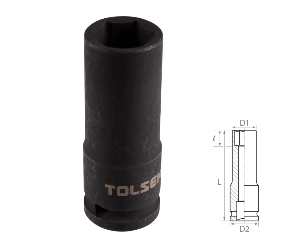 TOLSEN Головка торцевая ударная глубокая шестигранная 1/2", 17 мм